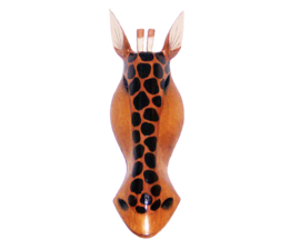 50 cm Houten GIRAFFE masker SHARIK - Afrikaans dierenmasker