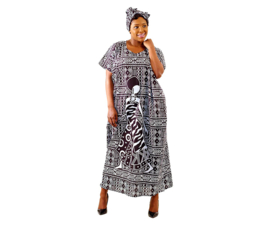Afrikaanse MUD CLOTH print kaftan 100% katoen | woman #6