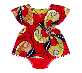 Dashiki setje BABY GIRL RED | jurkje + luierbroekje | Vlisco Super-Wax | maat 62/68 = 3-6 mnd
