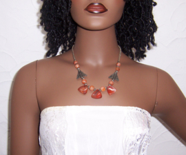 METALEN ketting met STENEN kralen bruin | Boho - Ibiza style