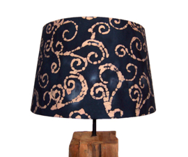 Tafellamp teakhout BATIK | 56 cm BlueBlack | Indonesian Batik Print
