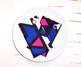 Afrikaanse SERVETTEN Samakaka blauw-roze | set van 2 | african wax print napkins  | 35 x 35 cm