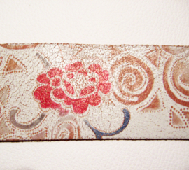 Riem flower WHITE | Vintage look lederen heupriem | maat 85