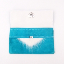 AKUA suède clutch turquoise + mini tasje Ibiza style