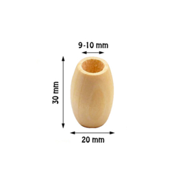 HOUTEN KRALEN 30x20 mm ovaal paars | rijggat 10 mm | 2 stuks