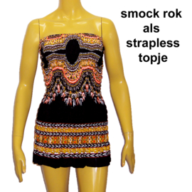 African Gypsy smock rok ZWART | kan ook als topje | maat M-XL