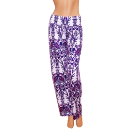 PALAZZO PANTS wit-paars stretch hippie bohemian style maat 40