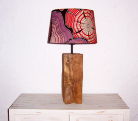Tafellamp teakhout TREE TRUNK PURPLE | African Wax Print | 56 cm