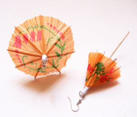 Oorbellen cocktail parapluutjes / parasol prikkers | ORANJE
