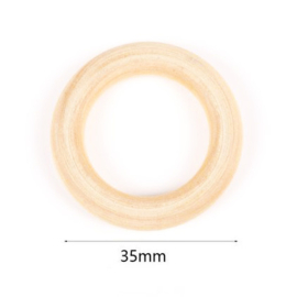 Blank houten ringen 35 mm | voor sieraden en macramé | 5 stuks
