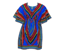 Afrikaanse dashiki jurk HEART BLAUW | kaftan-jurkje
