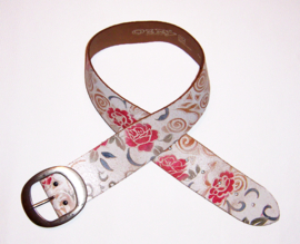 Riem flower WHITE | Vintage look lederen heupriem | maat 85