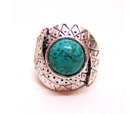 RING TURQUOISE #7 tibetaans zilver met turquoise steen