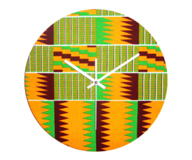 KENTE afrikaanse wandklok | klok met African Kente Print | Ø 34 cm