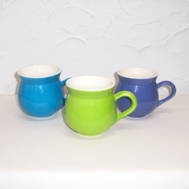 3 Mokken / Koffiekruikjes | Lichtblauw, Blauw & Groen van Dishes & Deco | handgemaakt