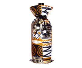 AFRIK wijntas van afrikaanse wax print | african wine bag | met koord en houten kralen