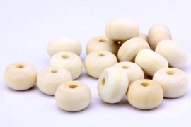 Blank houten KRALEN 20 x 12 mm rondel | groot rijggat | 6 stuks