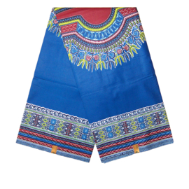 Dashiki stof BLUE | ANGELINA Java Prints van VLISCO | 6 yards = 3 dashiki patronen