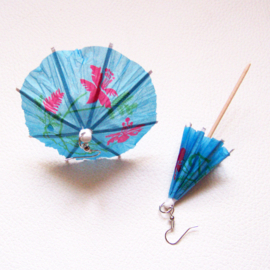 Oorbellen cocktail parapluutjes / parasol prikkers | BLAUW