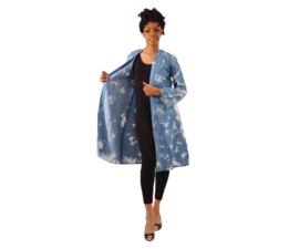 Denim KIMONO | tie-dye print cardigan | maat L