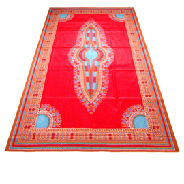 Dashiki stof CORAL RED | ANGELINA Java Prints van VLISCO | 2 yards = 1 dashiki patroon