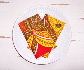 Afrikaanse SERVETTEN Azalee | set van 2 | african wax print napkins  | 35 x 35 cm | 100% katoen