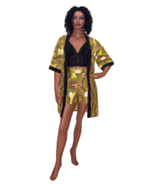 African KIMONO JACKET + SHORTS set RAZI | afrikaanse wax print | M