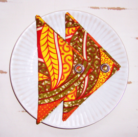 Afrikaanse SERVETTEN Azalee | set van 2 | african wax print napkins  | 35 x 35 cm | 100% katoen