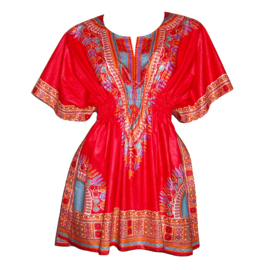 Afrikaanse dashiki jurk CORAL RED | kaftanjurkje | Vlisco ANGELINA