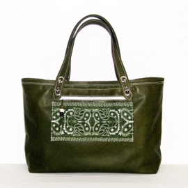 KIJANI + mini tasje leren shopper / strandtas | paisley print