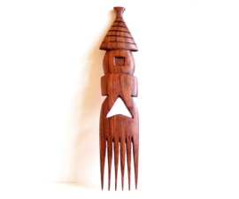Afrikaanse kam #8 houtsnijwerk handmade in Senegal | 27 cm