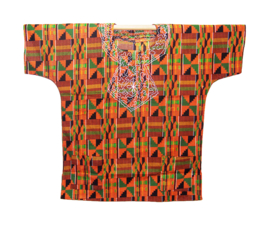 Cultural dashiki shirt KENTE ASHANTI  oranje | geborduurd