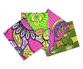 Afrikaanse quiltstoffen | 4 Fat Quarters African Super-Wax (extra soft) | bundel GREEN & PINK