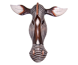 50 cm Houten ZEBRA masker AMAZU - Afrikaans dierenmasker