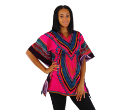 Afrikaanse dashiki jurk HEART PINK | kaftan-jurkje