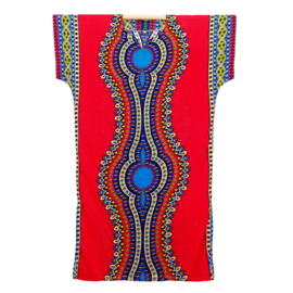 Afrikaans dashiki SHIRT LANG mozaiek rood | kaftan