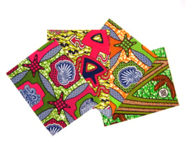 Afrikaanse quiltstoffen | 4 Fat Quarters African Wax Print | bundel GREEN