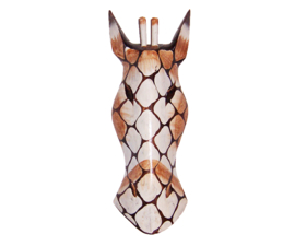 30 cm Houten GIRAFFE masker SALIM - Afrikaans dierenmasker