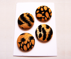 Afrikaanse knopen ANIMAL | stofknopen met animal print | diameter 2,9 cm / 4 stuks