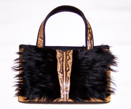 SAVANNAH leren shopper met african python snake skin