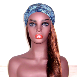 Java print hoofddoek - headwrap BLUE | Hollandais Batik 100% katoen - 150 x 47 cm