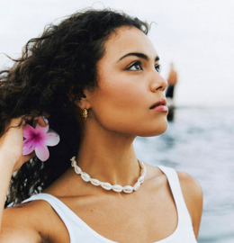 COWRIE SET ketting, armband en oorbellen naturel | kauri schelpen