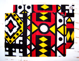 Afrikaanse PLACEMATS Samakaka rood-geel | set van 2 | african wax print  | 32,5 x 45 cm | 100% katoen