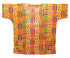 Cultural dashiki shirt KENTE ASHANTI geel | geborduurde hals