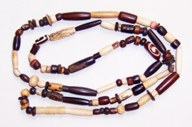 MUDCLOTH ketting | African mudcloth batik bone beads #1