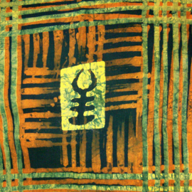004 GHANA batik stof ADINKRA GREEN - cotton | handgemaakt