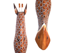 100 cm Houten GIRAFFE masker DAKARI - Afrikaans dierenmasker