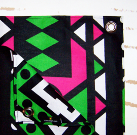 Afrikaanse PLACEMATS Samakaka groen-roze | set van 2 | african wax print  | 32,5 x 45 cm | katoen