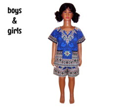 African dashiki set ZAFFRE | shirt + short | unisex | kleuter | maat M = 4-6 jaar