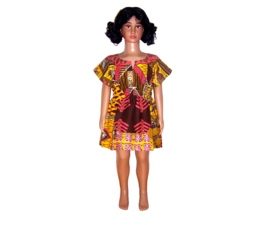 Dashiki jurkje KENNI | Vlisco Wax Block Print met ZILVER | kleuter maat M = 4-5 jaar